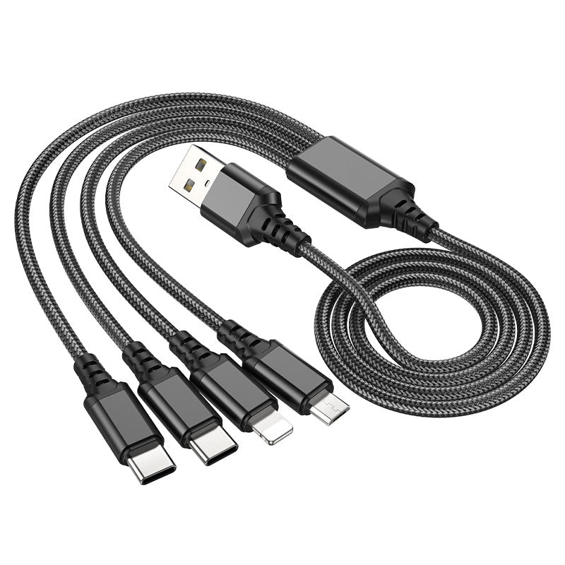 Câble de chargement 4 en 1 USB-A vers Lightning Micro USB USB-C (1 m) Câble de chargement 4 en 1 USB-A vers Lightning Micro USB USB-C (1 m)